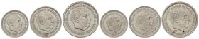 PESETA SYSTEM: ESTADO ESPAÑOL
Lote 2 series 3 monedas 5, 25 y 50 Pesetas. 1957 (*BA). I Exposición Iberoamericana de Numismática y Medallística, Barc...
