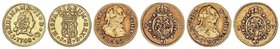 LOTS AND COLLECTIONS
Lote 3 monedas 1/2 Escudo. FERNANDO VI y CARLOS III (2). 1748 Madrid J.B. FALSA AU bajo (sirvió como joya, limpiada) y 1788 Sevi...