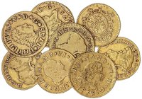 LOTS AND COLLECTIONS
 Lote 8 monedas 1/2 Escudo . 1745 a 1788 . FELIPE V, FERNANDO VI (3) y CARLOS III (4) . MADRID Y SEVILLA . A EXAMINAR. MBC- a MB...