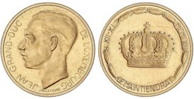 WORLD COINS: LUXEMBOURG
20 Francos. 1964. BRUSELAS. 6,41 grs. AU. Coronación Gran Duque Juan. Tirada 200 piezas. X-M4b. SC.