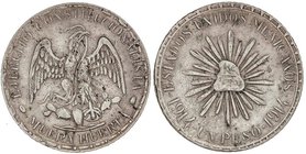 WORLD COINS: MEXICO
1 Peso. 1914. DURANGO (Cuencame). 22,57 grs. AR. Acuñación Revolucionaria. Muera Huerta. ESCASA. KM-621. MBC.