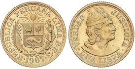 WORLD COINS: PERU
1 Libra. 1967-BBR. LIMA. 7,97 grs. AU. Fr-73; KM-207. SC.