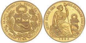 WORLD COINS: PERU
100 Soles. 1962. LIMA. 46,68 grs. AU. Fr-78; KM-231. SC.