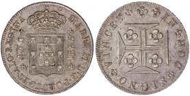 WORLD COINS: PORTUGAL
400 Reis. 1835. MARÍA II. 14,39 grs. AR. Pátina. KM-403.2. MBC+.