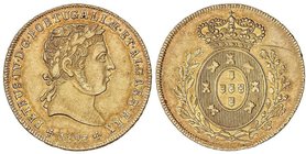 WORLD COINS: PORTUGAL
1/2 Peça (3200 Reis). 1827. PEDRO IV. 7,15 grs. AU. Tirada 1713 piezas. RARA. Fr-135 ;KM-379. MBC+.