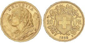 WORLD COINS: SWITZERLAND
20 Francos. 1898-B. BERNA. 6,43 grs. AU. Fr-499; KM-35.1. EBC.