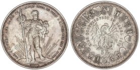 WORLD COINS: SWITZERLAND
5 Francos. 1879. FESTIVAL DE TIRO: BASILEA. AR. (Leves golpecitos). KM-s14. EBC.