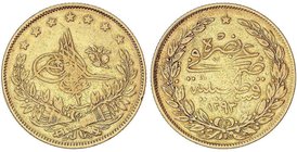WORLD COINS: TURKEY
100 Kurush. 1293 d.H./2. ABDUL HAMID II (1876-1909 d.C.). 7,08 grs. AU. Fr-138; KM-725. MBC-.