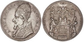 WORLD COINS: VATICAN CITY
Medalla Año VIII Pontificado. (1663). ALEJANDRO VII. Rev.: PRIMA SEDES FIDEI REGVLA ECCLESIAE FVNDAMENTVM. Catedral de San ...