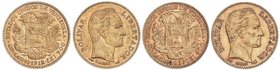WORLD COINS: VENEZUELA
Lote 2 monedas 20 Bolívares. 1911 y 1912. PARÍS. AU. Simón Bolívar. Fr-5c; Y-32. EBC.
