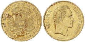 WORLD COINS: VENEZUELA
100 Bolívares. 1887. 32,19 grs. AU. Simón Bolívar. (Pequeños golpecitos y leves rayitas). Fr-2; Y-34. EBC-.