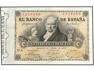 SPANISH BANK NOTES: BANCO DE ESPAÑA
25 Pesetas. 1 Junio 1889. Goya. (tres pliegues). BUEN EJEMPLAR. ESCASO. Ed-297. EBC-.