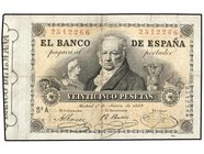 SPANISH BANK NOTES: BANCO DE ESPAÑA
25 Pesetas. 1 Junio 1889. Goya. (Leves reparaciones). Ed-297. MBC-.