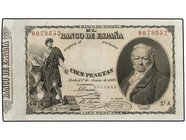 SPANISH BANK NOTES: BANCO DE ESPAÑA
100 Pesetas. 1 Junio 1889. Goya. (Pequeñas reparaciones). ESCASO. Ed-299. MBC+.