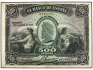 SPANISH BANK NOTES: BANCO DE ESPAÑA
500 Pesetas. 28 Enero 1907. (Leves reparaciones). MUY ESCASO. Ed-316. (MBC+).