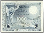 SPANISH BANK NOTES: BANCO DE ESPAÑA
1.000 Pesetas. 10 Mayo 1907. Ángel. (Pliegue vertical planchado, dos puntos de aguja en márgen inferior central)....