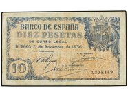 SPANISH BANK NOTES: ESTADO ESPAÑOL
10 Pesetas. 21 Noviembre 1936. Ed-418. MBC-.