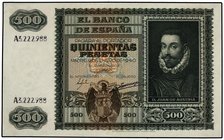 SPANISH BANK NOTES: ESTADO ESPAÑOL
500 Pesetas. 9 Enero 1940. Juan de Herrera. Ed-439. EBC-.