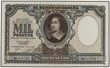 SPANISH BANK NOTES: ESTADO ESPAÑOL
1.000 Pesetas. 9 Enero 1940. Murillo. (Leves manchitas de óxido). Ed-440. EBC-.