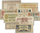 PAPER MONEY OF THE CIVIL WAR: CATALUNYA
Lote 9 billetes. ULTRAMORT (2), VALLGORGUINA, VIDRERES (2), VILADECAVALLS, VILALLER, VILALLONGA DEL CAMP, VIL...