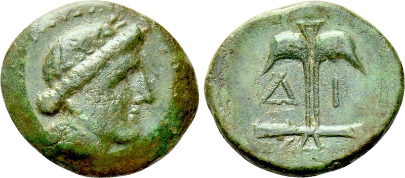 THRACE. Apollonia Pontika. Dichalkon (Mid 4th-3rd centuries BC). 

Obv: Laurea...