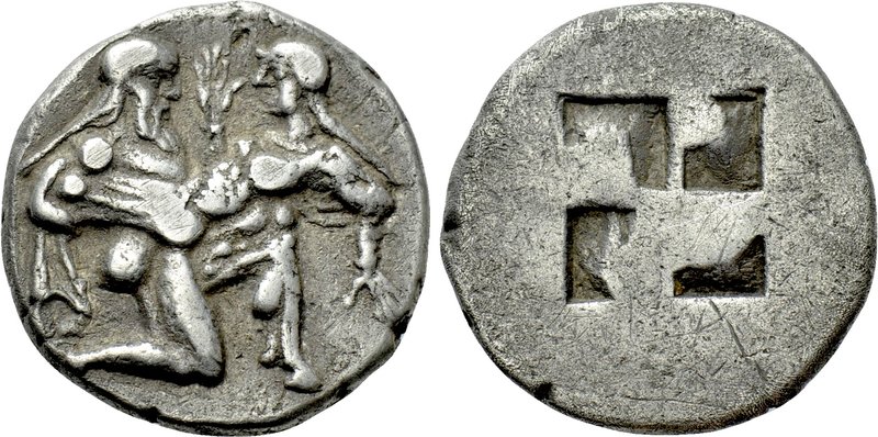 THRACE. Thasos. Stater (Circa 480-463 BC). 

Obv: Ithyphallic Satyr advancing ...