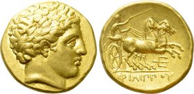 KINGS OF MACEDON. Philip II (359-336 BC). GOLD Stater. Amphipolis.