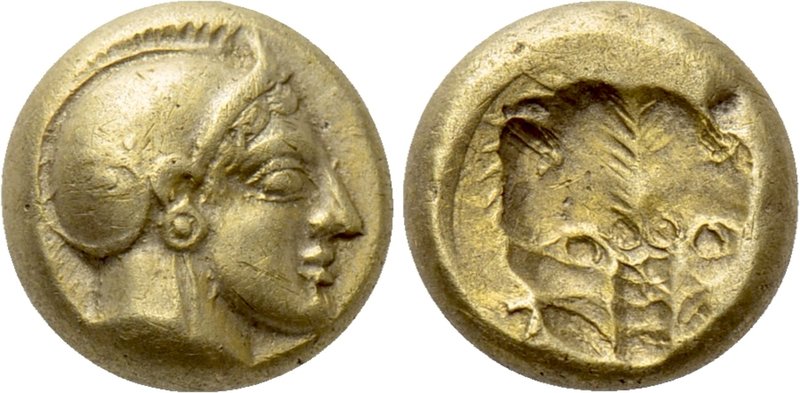 LESBOS. Mytilene. EL Hekte (Circa 478-455 BC).

Obv: Helmeted head of Athena r...