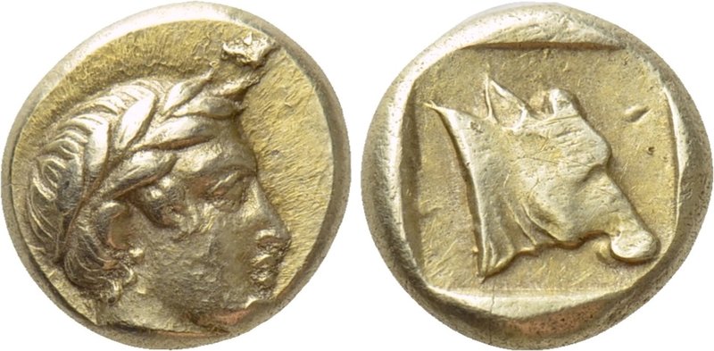 LESBOS. Mytilene. EL Hekte (Circa 454-428/7 BC). 

Obv: Laureate head of Apoll...