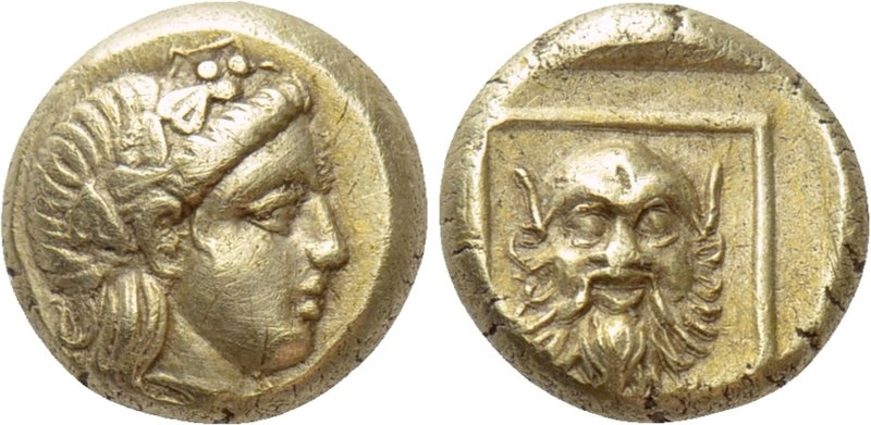 LESBOS. Mytilene. EL Hekte (Circa 377-326 BC). 

Obv: Head of Dionysos right, ...