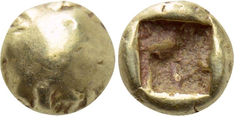 IONIA. Uncertain. EL 1/48 Stater (6th century BC). 

Obv: Plain globular surfa...