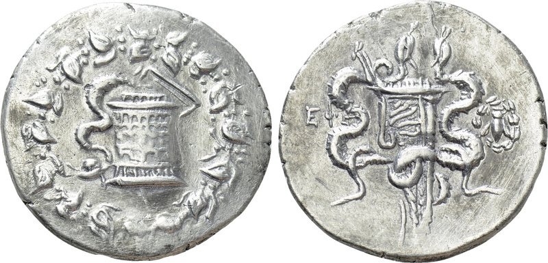 IONIA. Ephesos. Cistophorus (139/138 BC). 

Obv: Cista mystica with serpent; a...