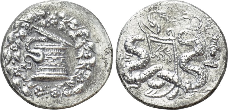 IONIA. Ephesos. Cistophorus (138-133 BC). 

Obv: Cista mystica with serpent; a...