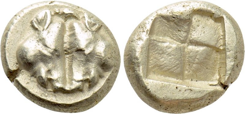 IONIA. Phokaia. EL Hekte (521-478 BC). 

Obv: Two boar heads vis-à-vis; above,...
