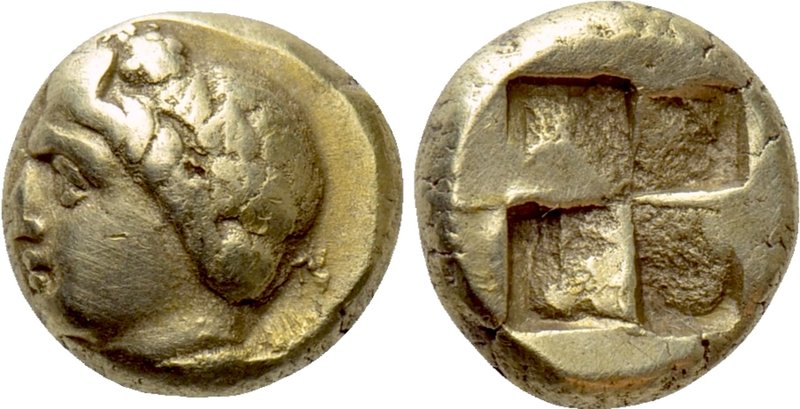 IONIA. Phokaia. EL Hekte (Circa 387-326 BC). 

Obv: Head of Pan left, wearing ...