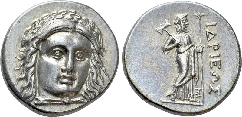 SATRAPS OF CARIA. Hidrieus (Circa 351/0-344/3 BC). Didrachm.

Obv: Laureate he...