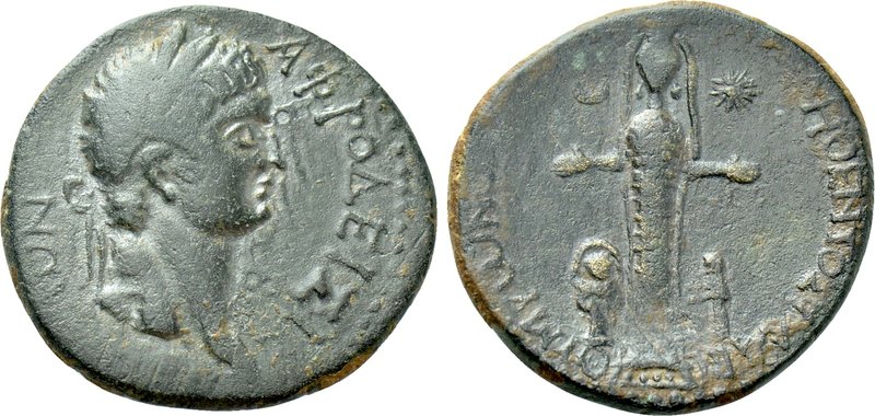 CARIA. Aphrodisias. Tiberius (14-37). Ae. 

Obv: ΑΦPOΔEIZIWN. 
Laureate head ...