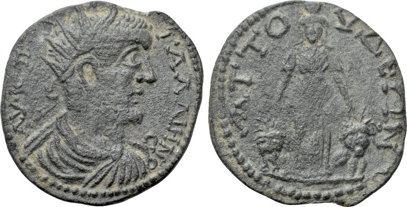 CARIA. Attuda. Gallienus (253-268). Ae. 

Obv: AV K ΠO ΛI ΓAΛΛINOC. 
Radiate,...