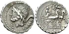 L MEMMIUS GALERIA. Serrate Denarius (106 BC). Rome.