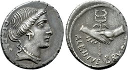 ALBINUS BRUTI F. Denarius (48 BC). Rome.