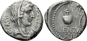 C. CASSIUS LONGINUS. Denarius (42 BC). Military mint moving with Brutus and Cassius, probably at Smyrna. P. Lentulus Spinther, legatus.