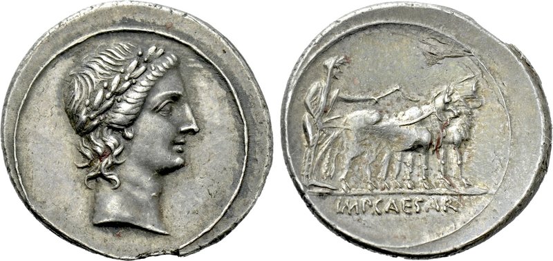 OCTAVIAN. Denarius (30-29 BC). Uncertain mint in Italy, possibly Rome.

Obv: L...