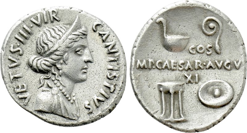 AUGUSTUS (27 BC-14 AD). Denarius. Rome. C. Antistius Vetus, moneyer (Dated 16 BC...