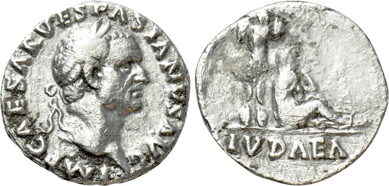 VESPASIAN (69-79). Denarius. Rome. "Judaea Capta" issue. 

Obv: IMP CAESAR VES...