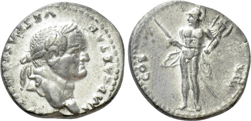 VESPASIAN (69-79). Denarius. Rome. 

Obv: IMP CAESAR VESPASIANVS AVG. 
Laurea...