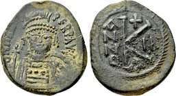 MAURICE TIBERIUS (582-602). Half Follis. Constantinople. Dated RY 2 (583/4).