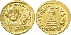 HERACLIUS with HERACLIUS CONSTANTINE (610-641). GOLD Solidus. Constantinople.