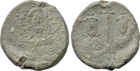 BYZANTINE LEAD SEALS. Basil II Bulgaroktonos with Constantine VIII (Emperor, 976-1025).