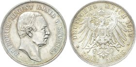 GERMANY. Saxony. Friedrich August III (1904-1918). Drei Mark (1912). Dresden.