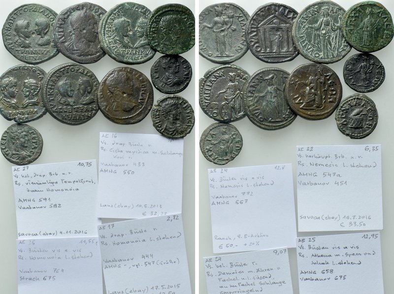 10 Roman Provincial Coins of Anchialos. 

Obv: .
Rev: .

. 

Condition: S...